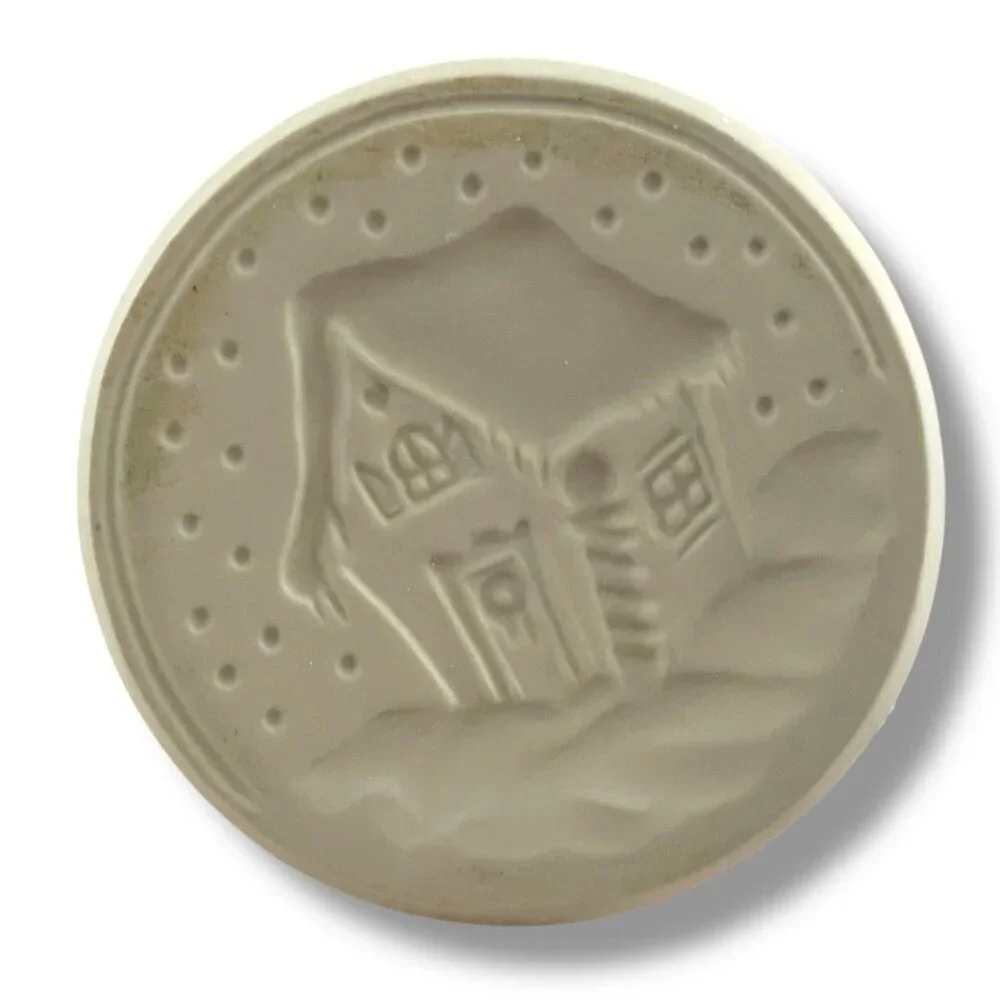 Vintage 1995 Brown Bag Cookie Art Stamp #13 North Pole House Polar Bear Ceramic